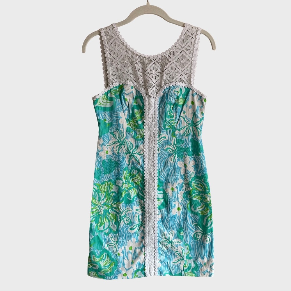 Lilly Pulitzer Sofia Shift Dress Sleeveless Lagoon Green Wave Rider 20192 00